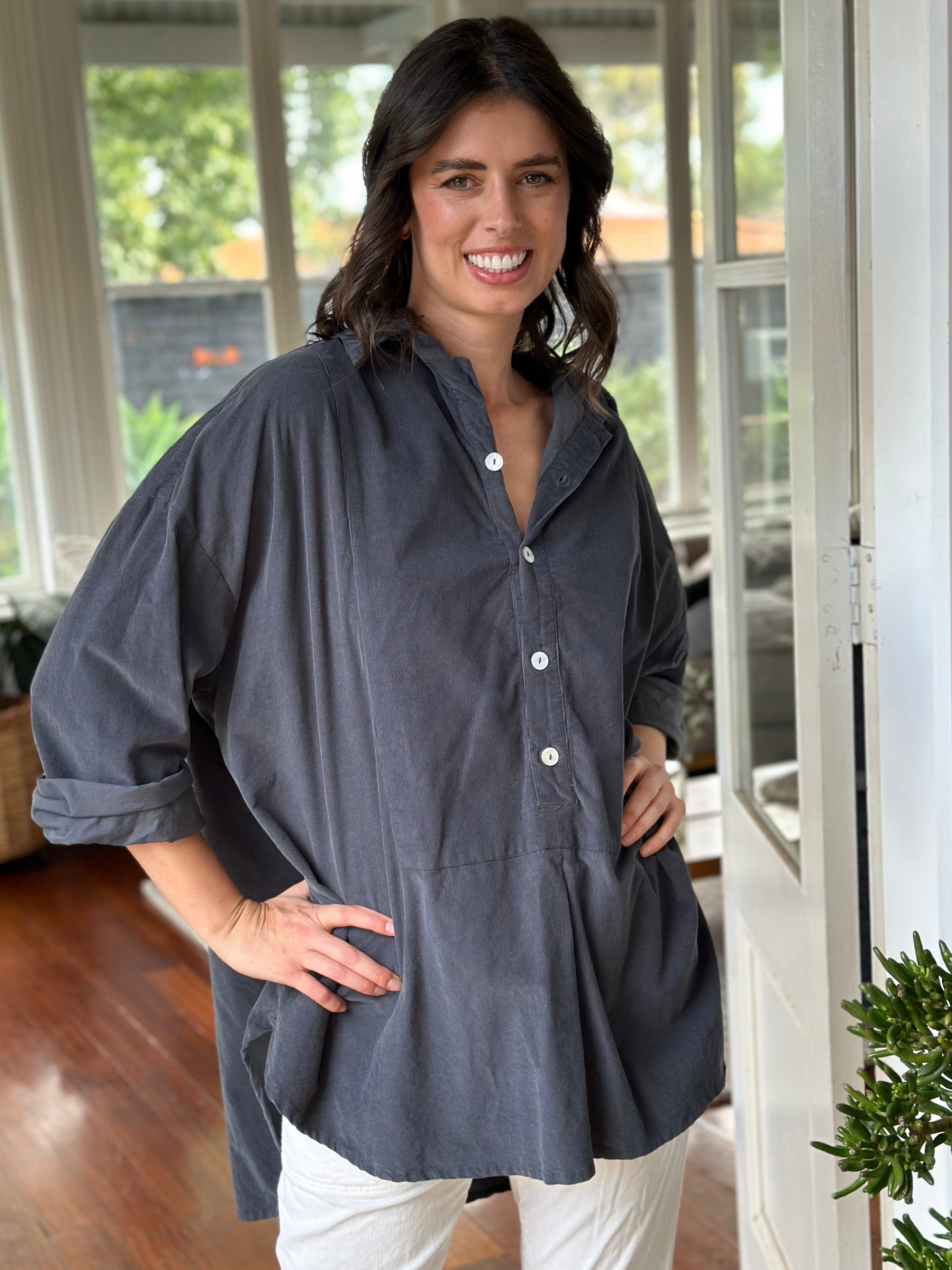 megan shirt - charcoal cord