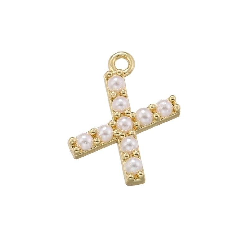 Casual Elegant Minimalist Letter Copper Plating Inlay Artificial Pearls 18k Gold Plated Charms