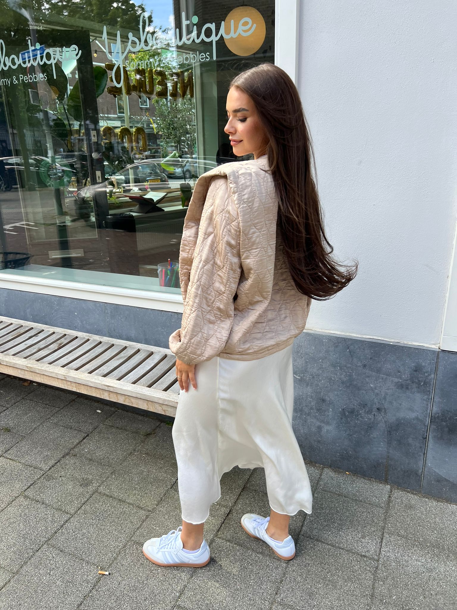 Mara jacket thin cap sleeve beige