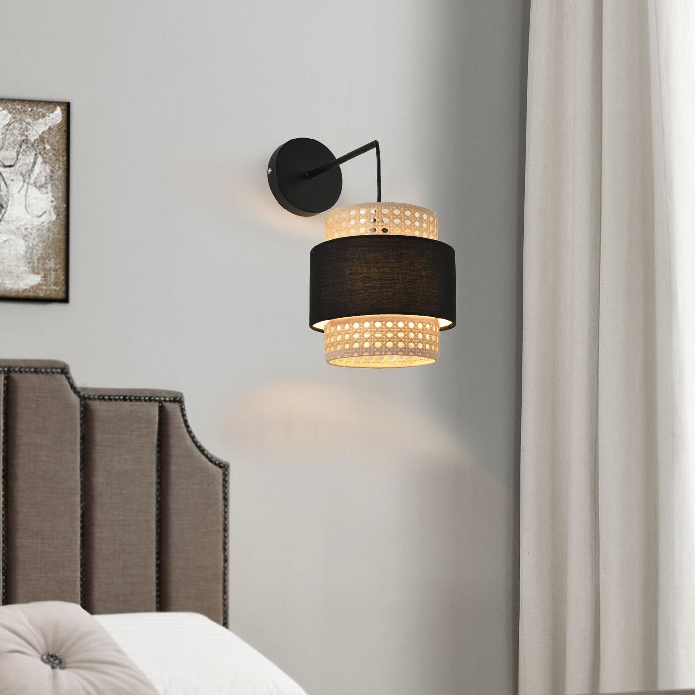Dual-Tier Rattan Wall Light