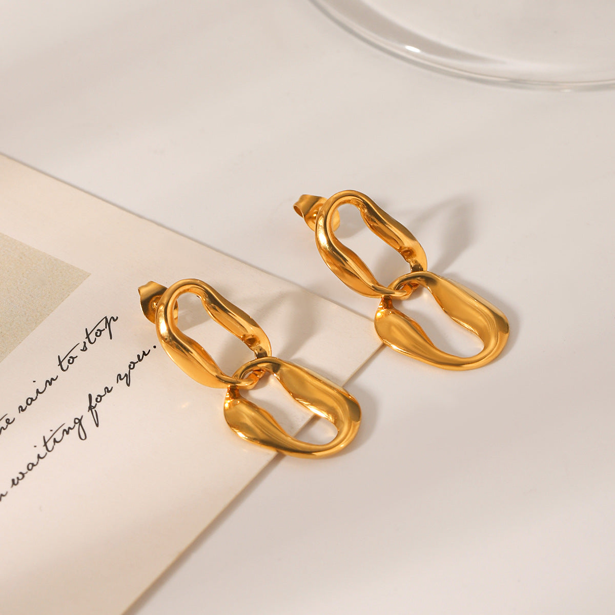 Cold Style Irregular Stainless Steel Chain Earrings For Women Niche Titanium Steel Earrings