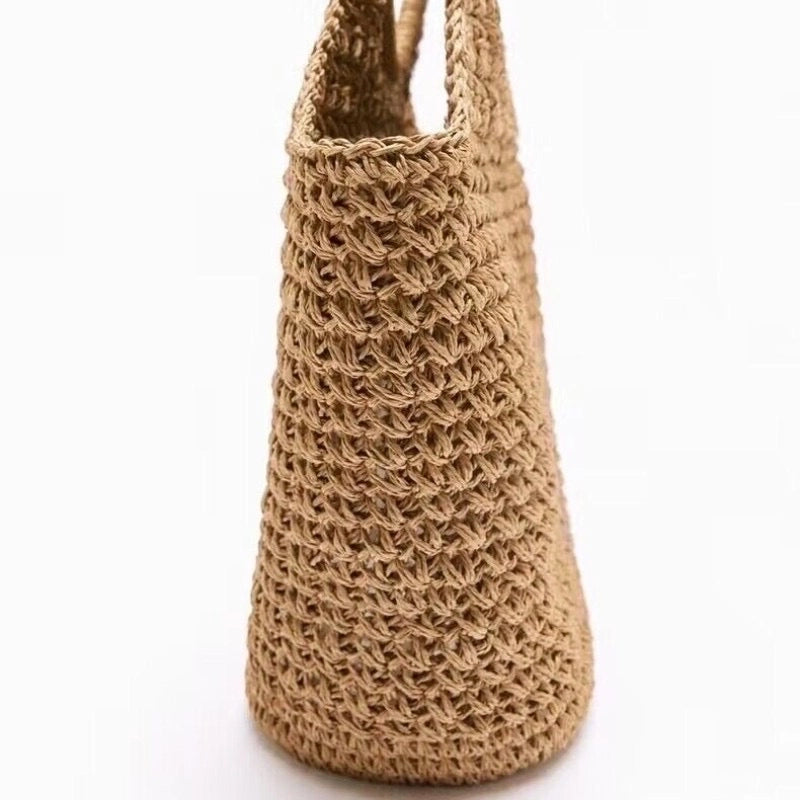 Women's Medium Straw Solid Color Elegant Square Open Straw Bag