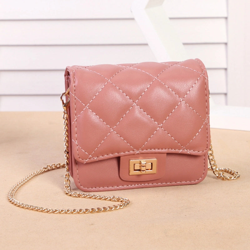 With Mirror Cosmetic Bag Mouth Red Envelope New Mini Bag Messenger Bag Women's Diamond Chain Small Square Bag