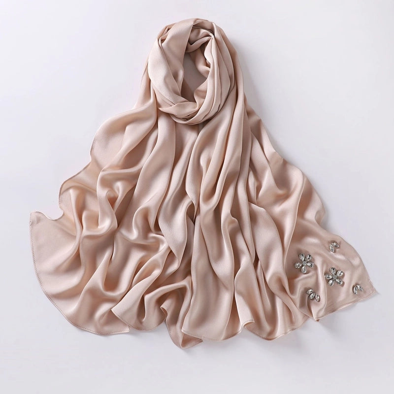 Women's Minimalist Solid Color Flower Chiffon Diamond Kerchief
