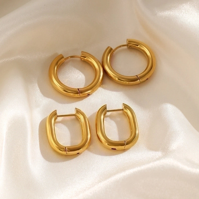 1 Pair Minimalist Circle Plating 304 Stainless Steel Stainless Steel Earrings