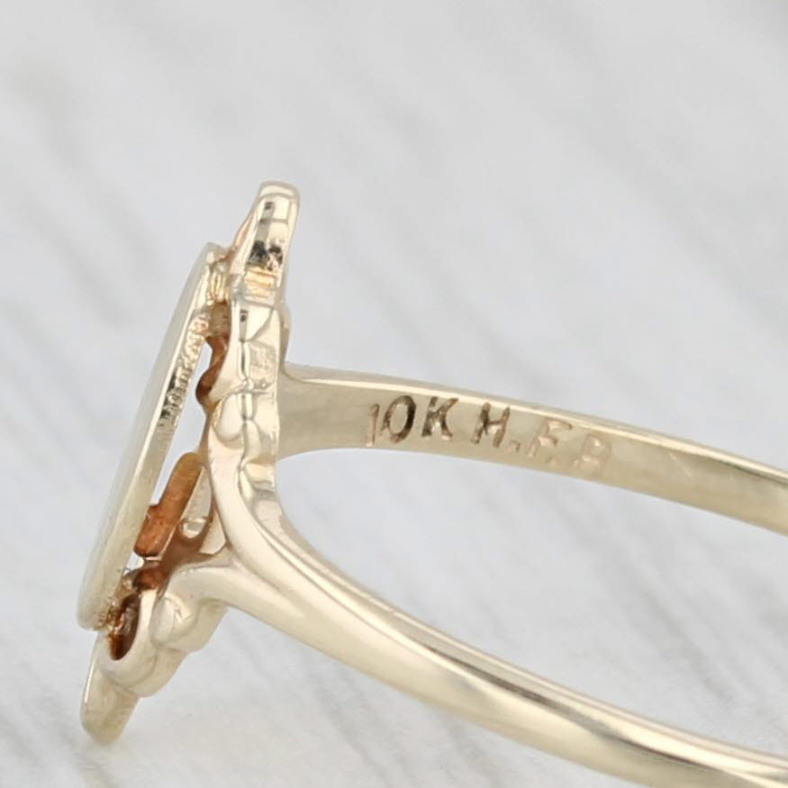 Vintage Engravable Signet Ring 10k Yellow Gold Small Size 4