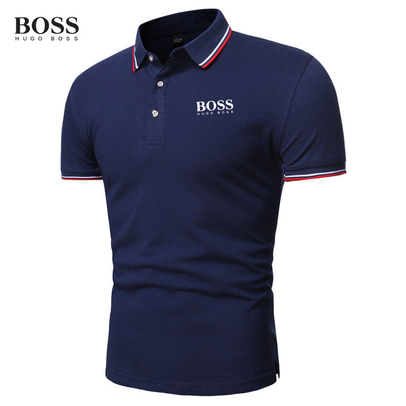 BOSS Men-s Button Stand Collar Short Sleeve Polo Shirts