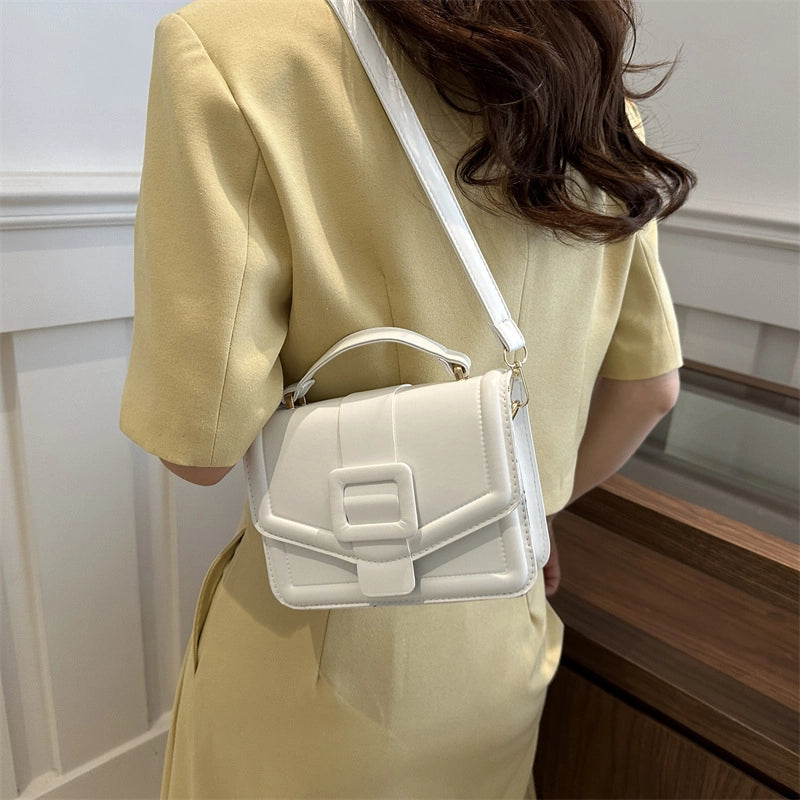 Women's Medium Pu Leather Solid Color Streetwear Square Flip Cover Shoulder Bag Crossbody Bag