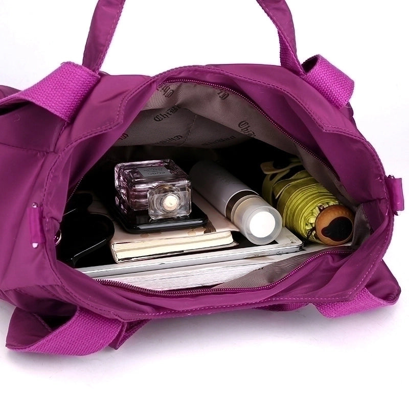 Women's Medium Spring Nylon Solid Color Basic Square Zipper Tote Bag