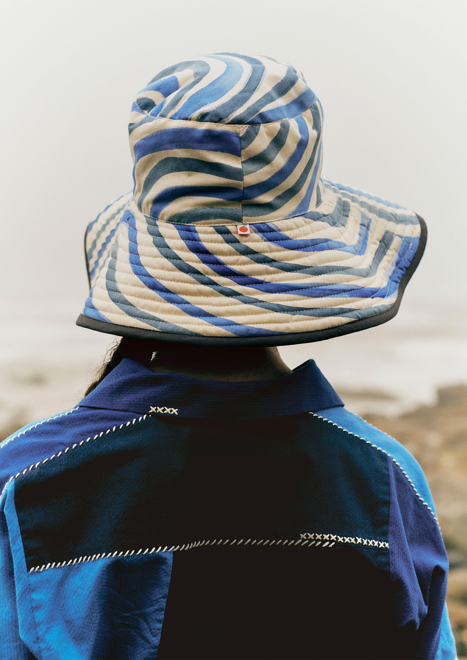 Romualda Hand Painted Grande Reversible Hat | Slate/Blue