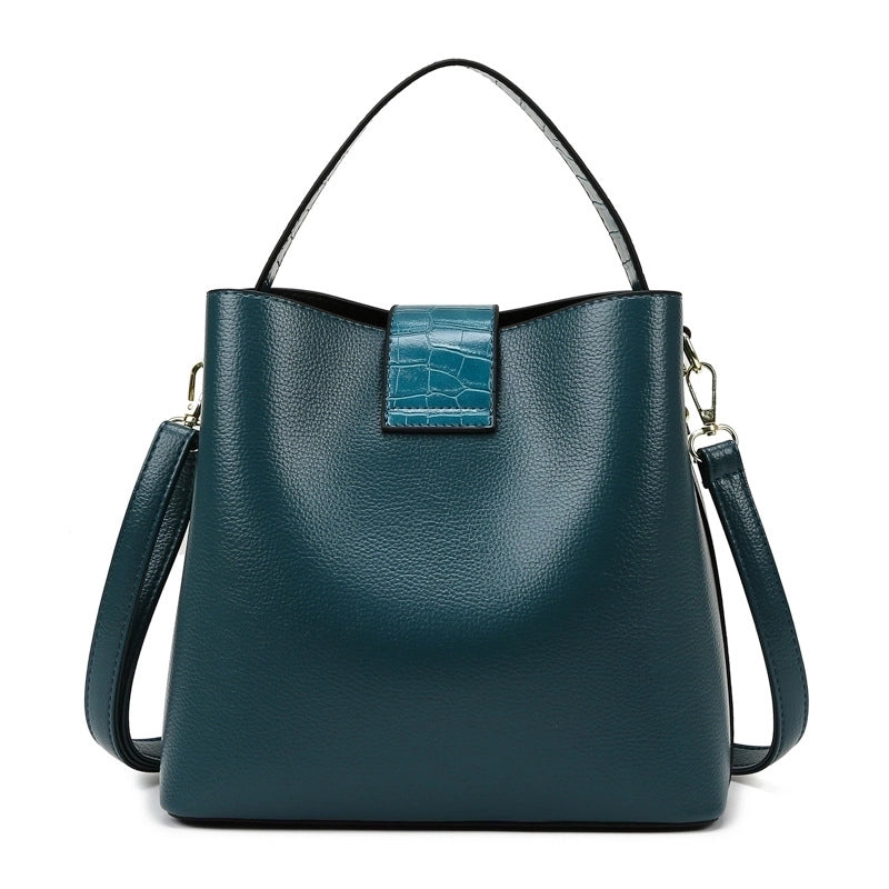 Women's Medium Pu Leather Solid Color Fashion Bucket Lock Clasp Crossbody Bag