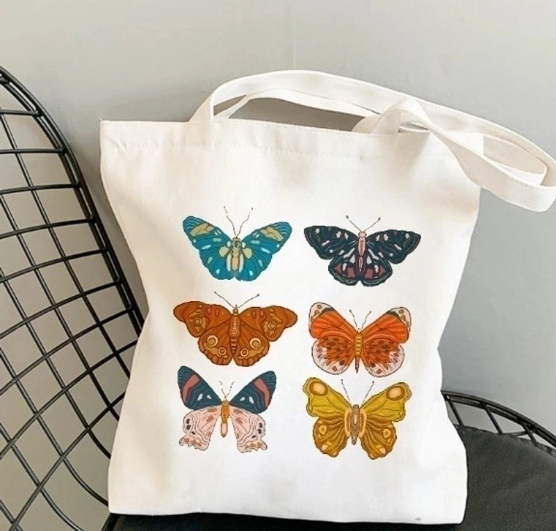 Women's Minimalist Artistic Animal Mushroom Butterfly Shopping Bags