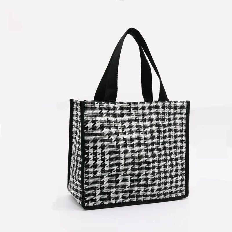 Women's PET PVC Geometric Argyle Classic Style Square Open Shoulder Bag Tote Bag