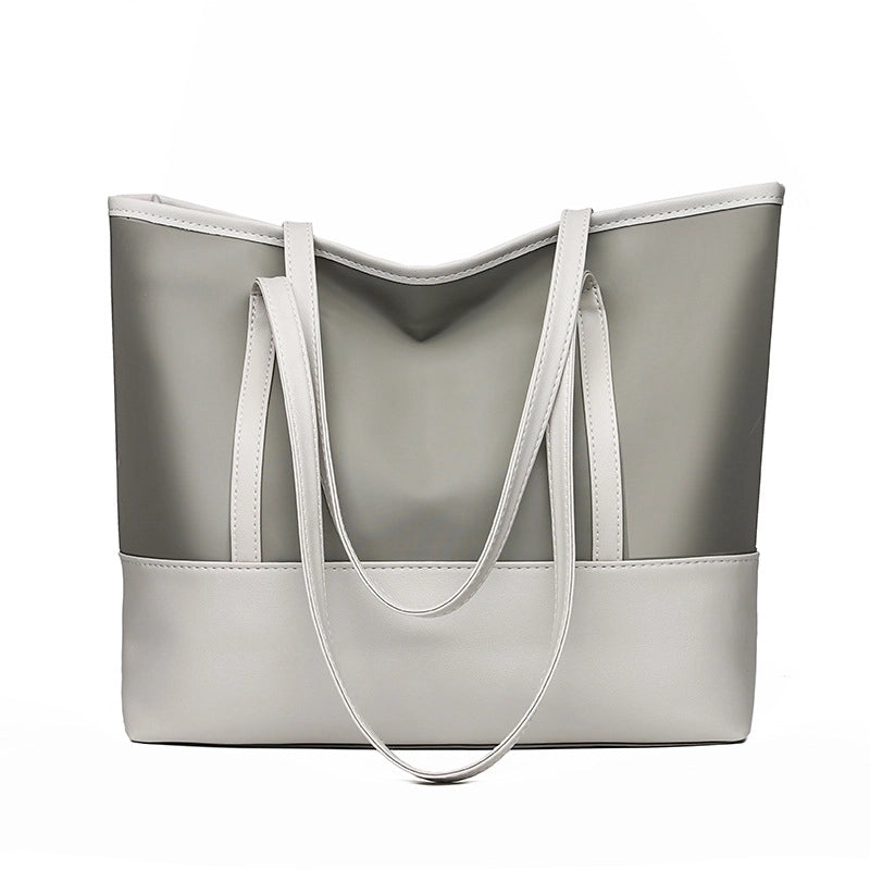 New Women's Tote Bag Korean Style Large Capacity Shoulder Bag Oxford Cloth Stitching Soft Leather Hand Bag