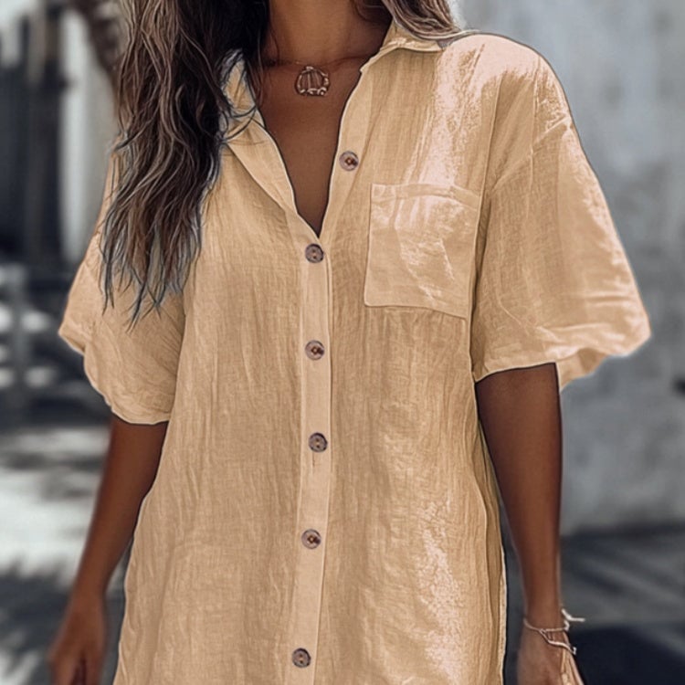 🔥Hot Sale 50% Off💥👗Casual Cotton Linen Shirt Dress