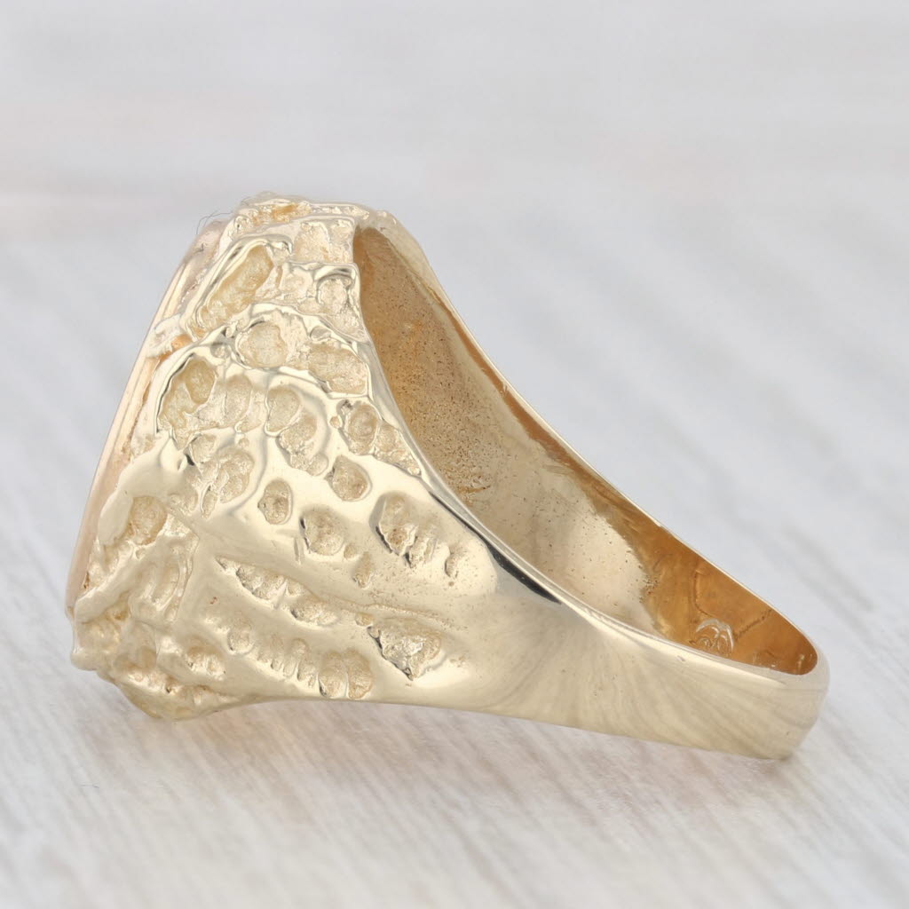 1945 Dos Pesos Coin Ring 14k 900 Yellow Gold Nugget Size 7.5 Mexico