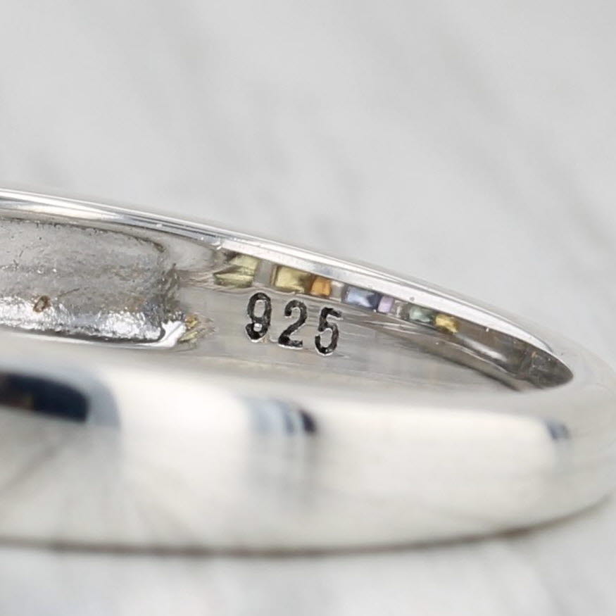 0.91ctw Multicolor Rainbow Sapphire Ring Sterling Silver Stackable Band COA