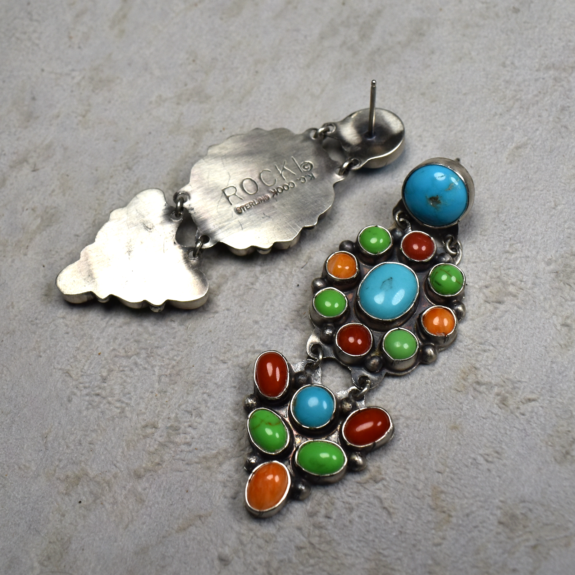 Blue . Coral. Spiny Oyster.   Earrings