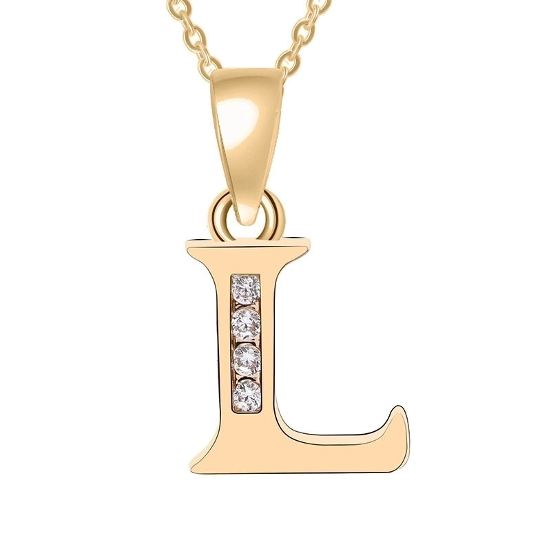 Minimalist Letter Copper Plating Inlay Zircon Pendant Necklace