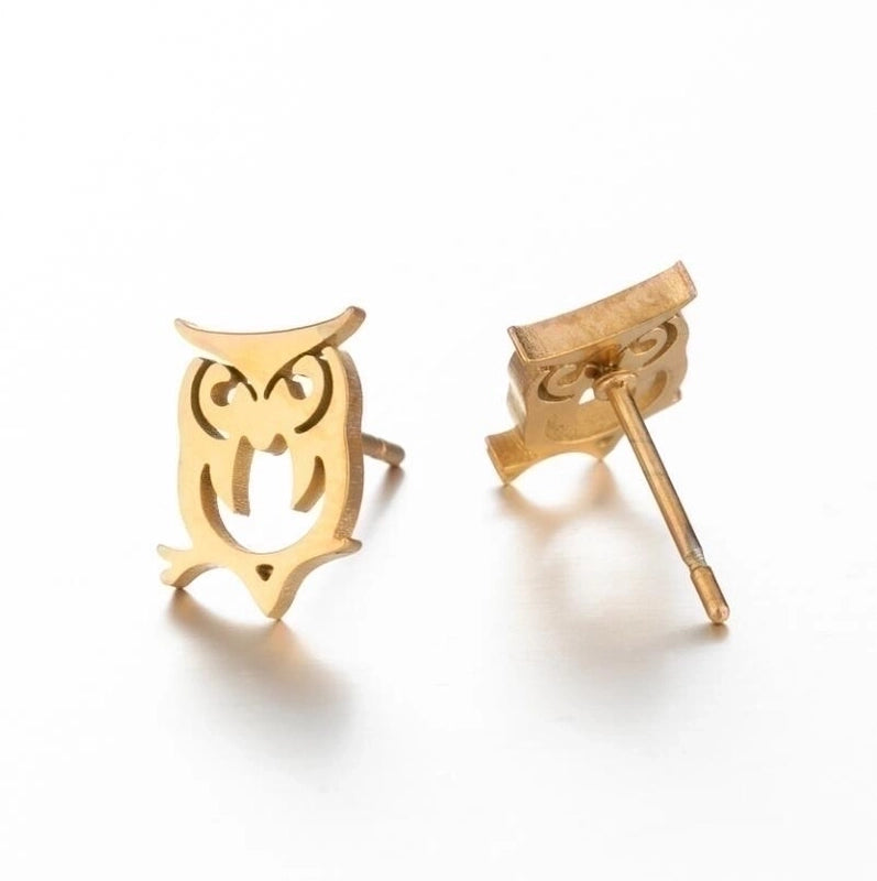Minimalist Animal 304 Stainless Steel No Inlaid 18K Gold Plated Ear Studs