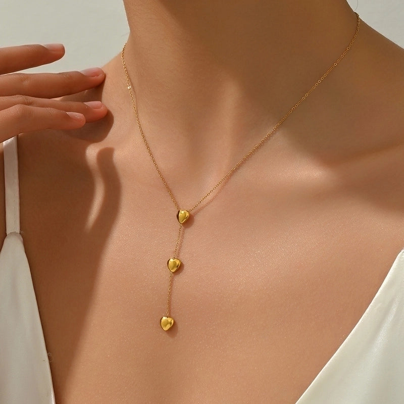 Casual Heart Shape 304 Stainless Steel Polishing Plating Stainless Steel Necklaces