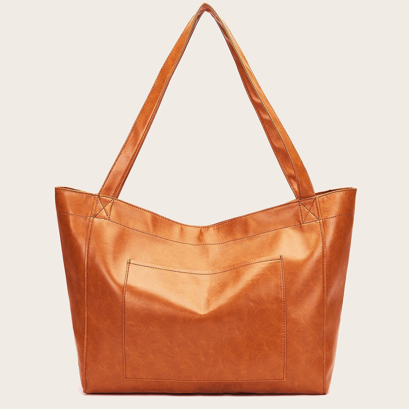 Women's Large Soft Leather Tote Bag With Pocket