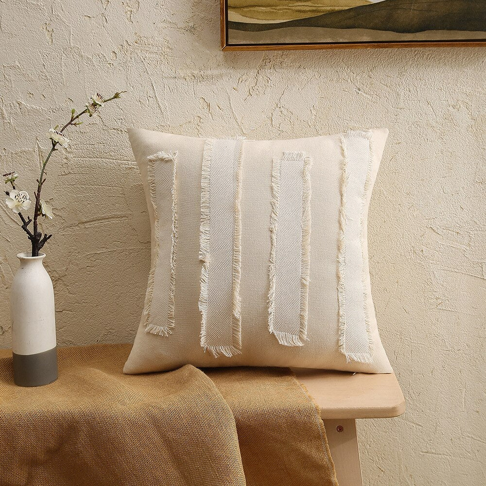 Calara Geometric Patch Linen Cushion Cover