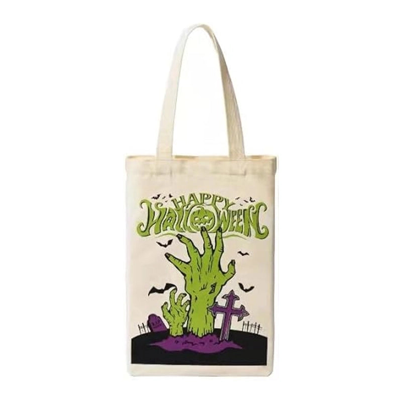 Halloween Unisex Medium Canvas Pumpkin Letter Streetwear Square Open Canvas Bag