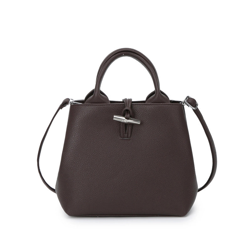 Women's Pu Leather Solid Color Classic Style Bucket Zipper Crossbody Bag