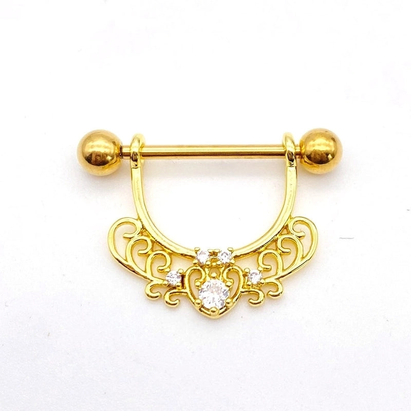 Fashion Leaf Star Wings Stainless Steel Inlaid Zircon Nipple Ring 1 Piece