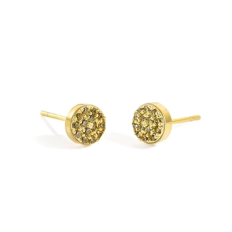 Minimalist Round Stainless Steel Inlay Artificial Diamond Ear Studs 1 Pair