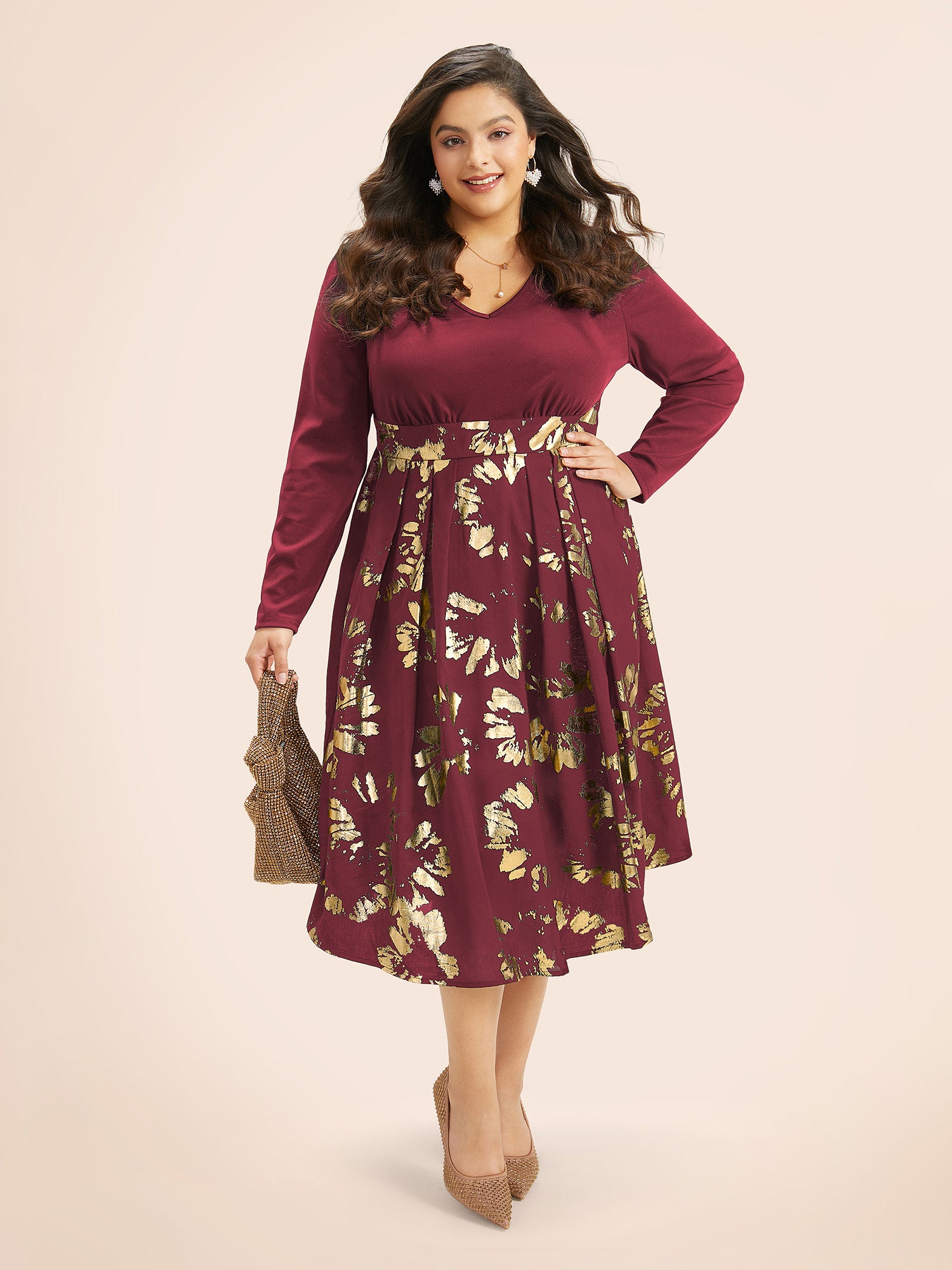 Brush Glitter Pocket Patchwork Dress