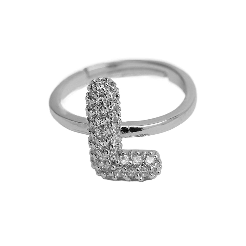 Brass Irregular Plating Letter Zircon Adjustable Ring
