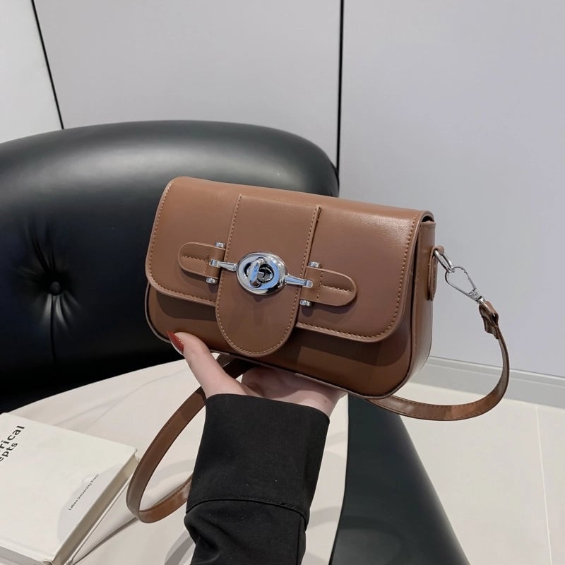 Women's Pu Leather Solid Color Streetwear Flip Cover Crossbody Bag