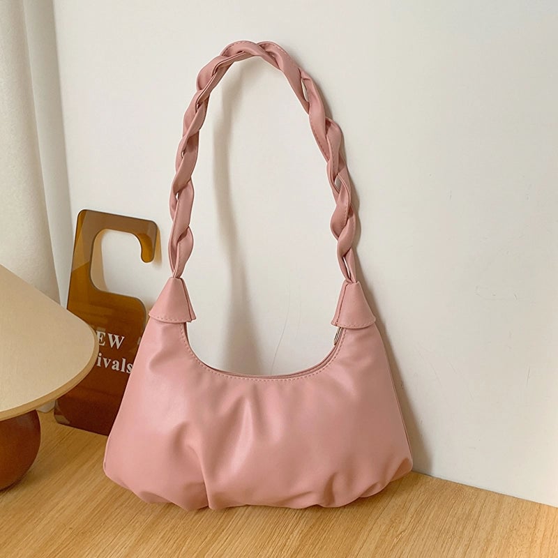 Women's All Seasons Pu Leather Solid Color Elegant Streetwear Pillow Shape Zipper Shoulder Bag Underarm Bag