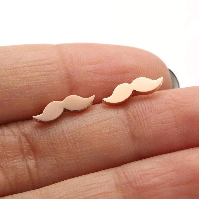 1 Pair IG Style Minimalist Ice Cream Heart Shape Notes Asymmetrical Plating 304 Stainless Steel 18K Gold Plated Ear Studs