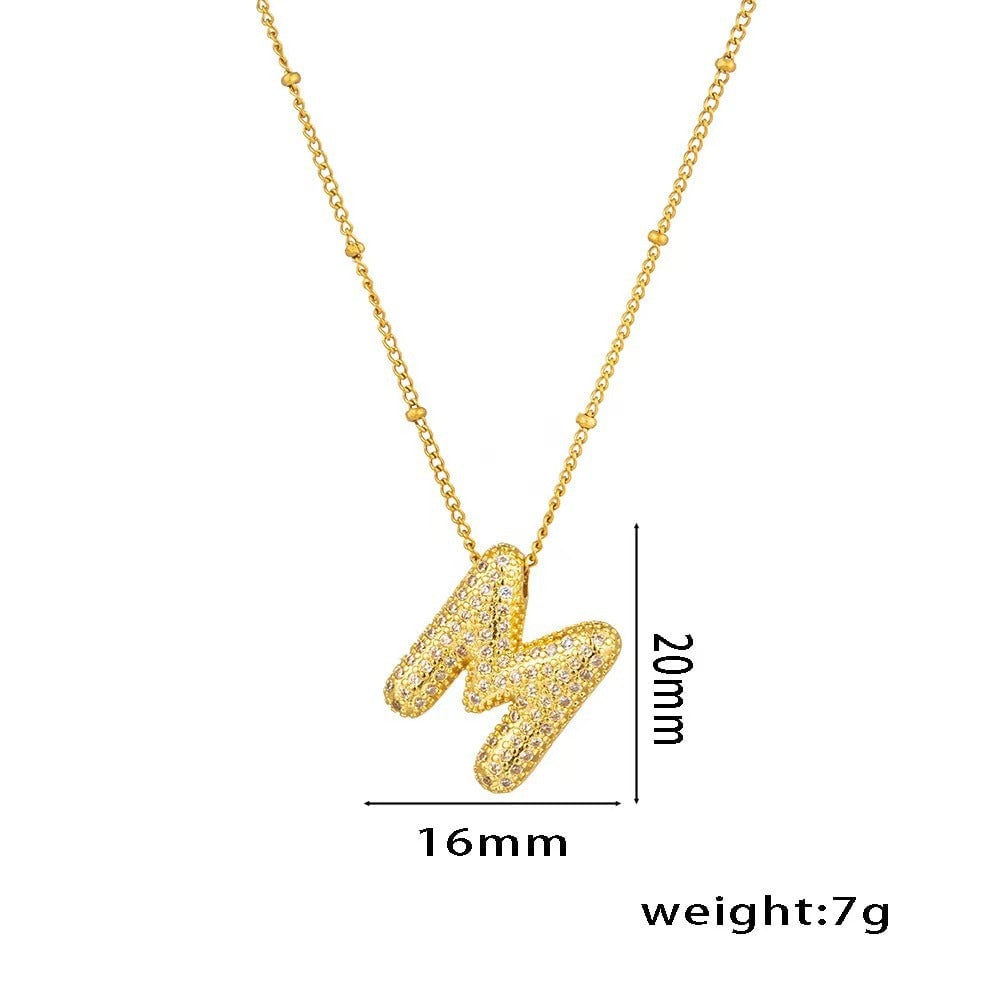 New Micro-Inlaid Zircon 26 Letter Pendant Necklace Copper Plated 18K Gold Fashionable And Classic