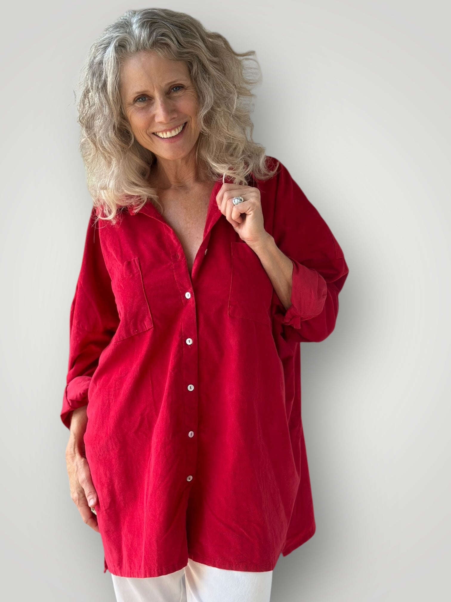 aiden oversized shirt - red cord