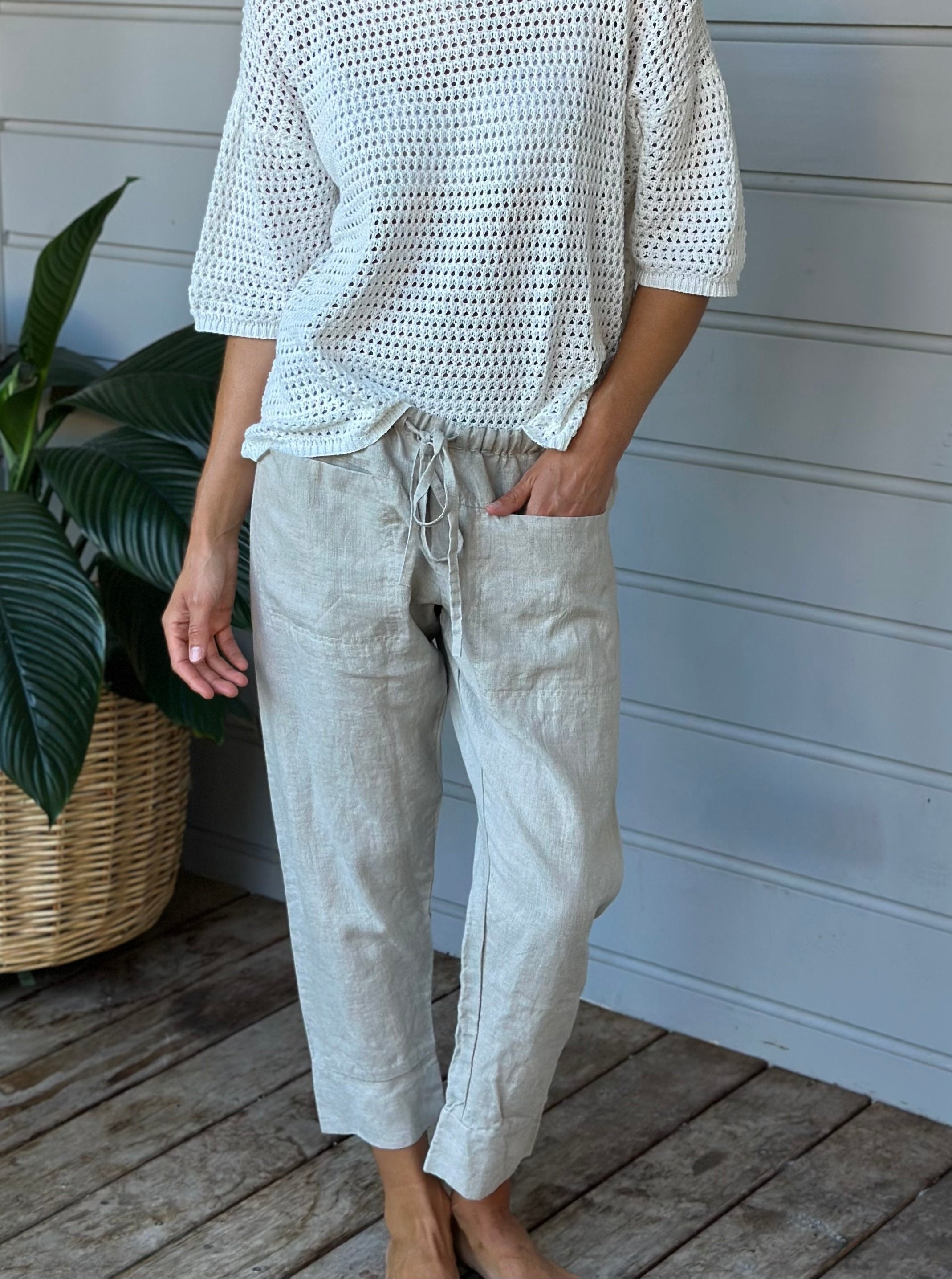 darcy pants - natural linen