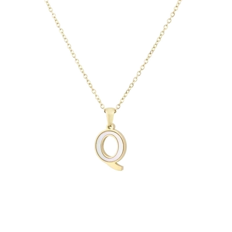 304 Stainless Steel Titanium Steel 18K Gold Plated Minimalist Plating Inlaid Shell Letter Shell