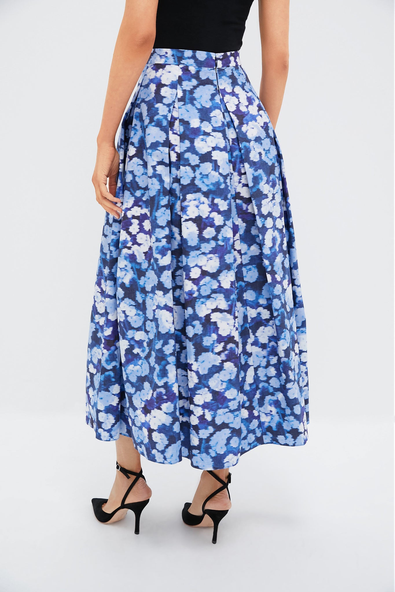 Havelock Blossom Indigo Pleated Midi Skirt
