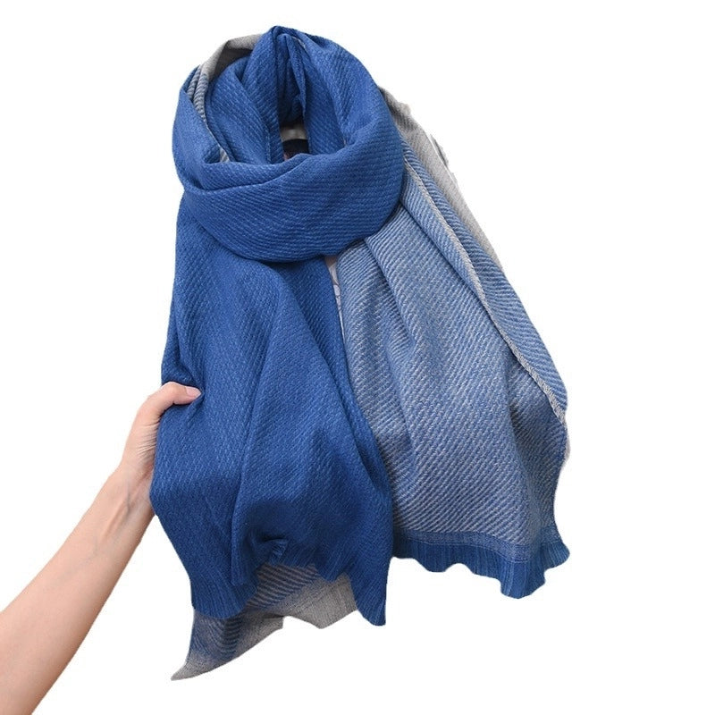Women's Basic Color Block Polyester Tassel Scarf