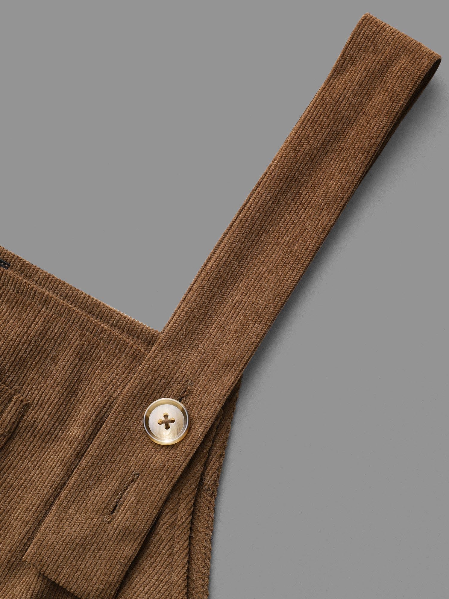 Corduroy Patched Pocket Button Detail Dress