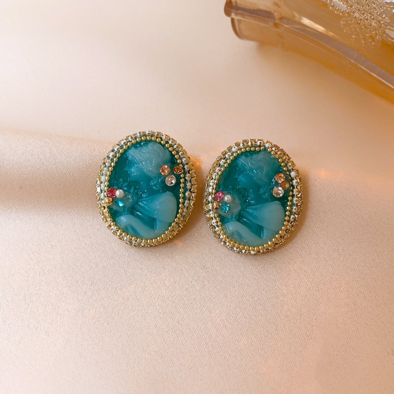 Vintage Ellipse Geometric Acrylic Electroplating Earrings