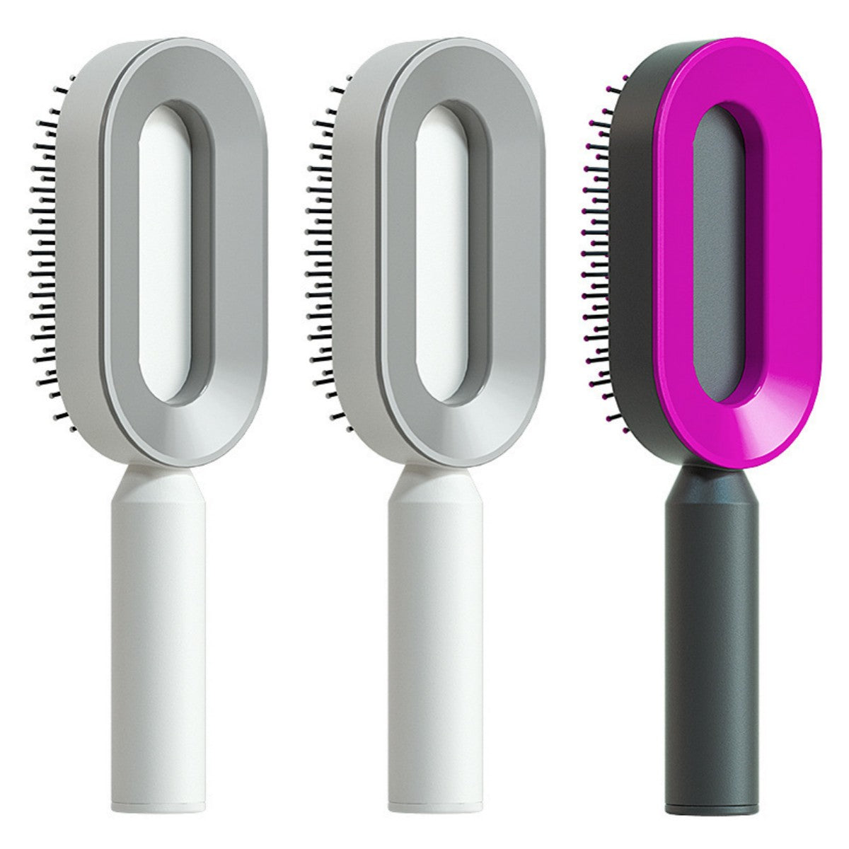 Self-cleaning hairbrush for women. One-button cleaning airbag to prevent hair loss