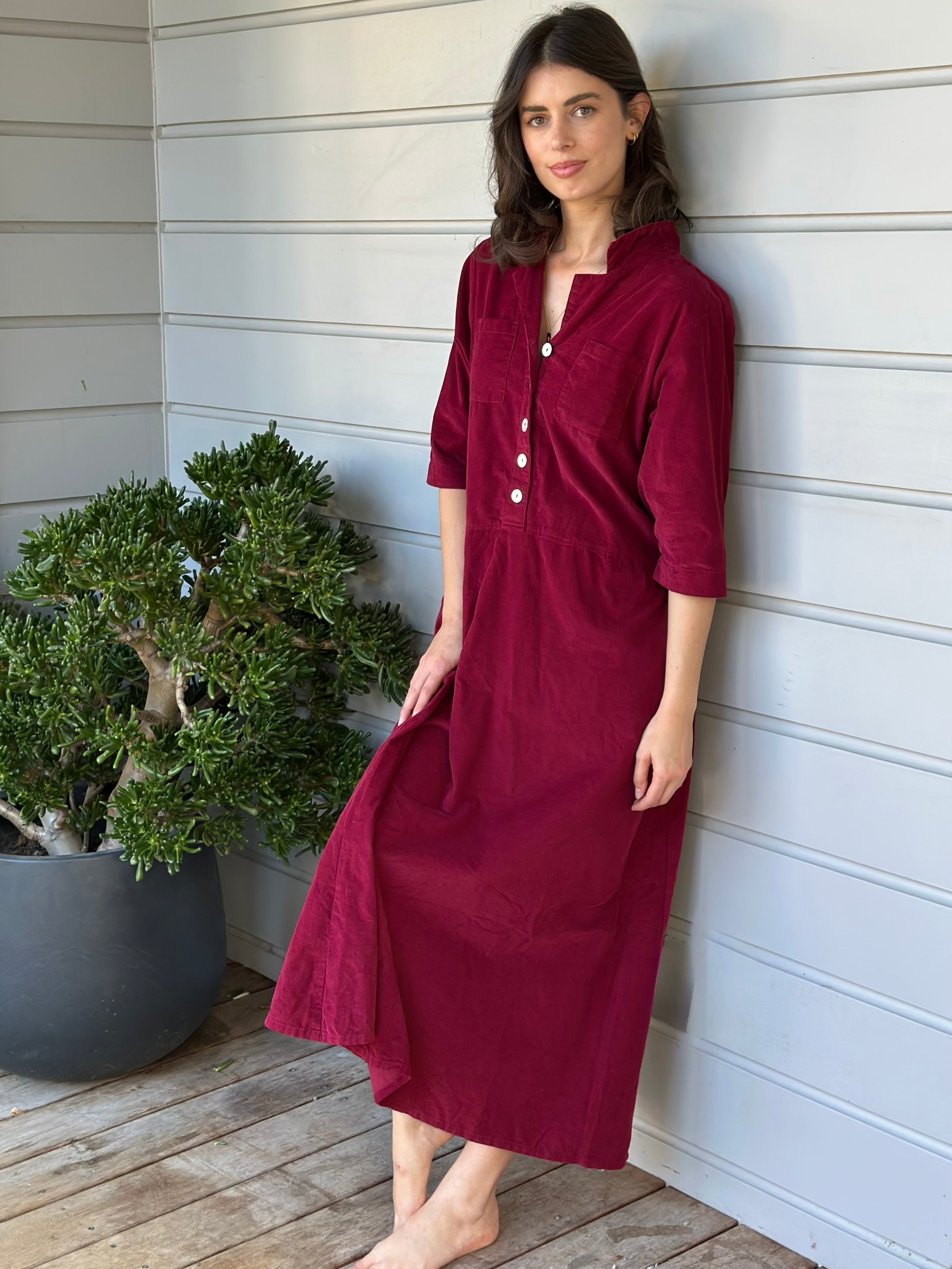 bridget dress - merlot cord