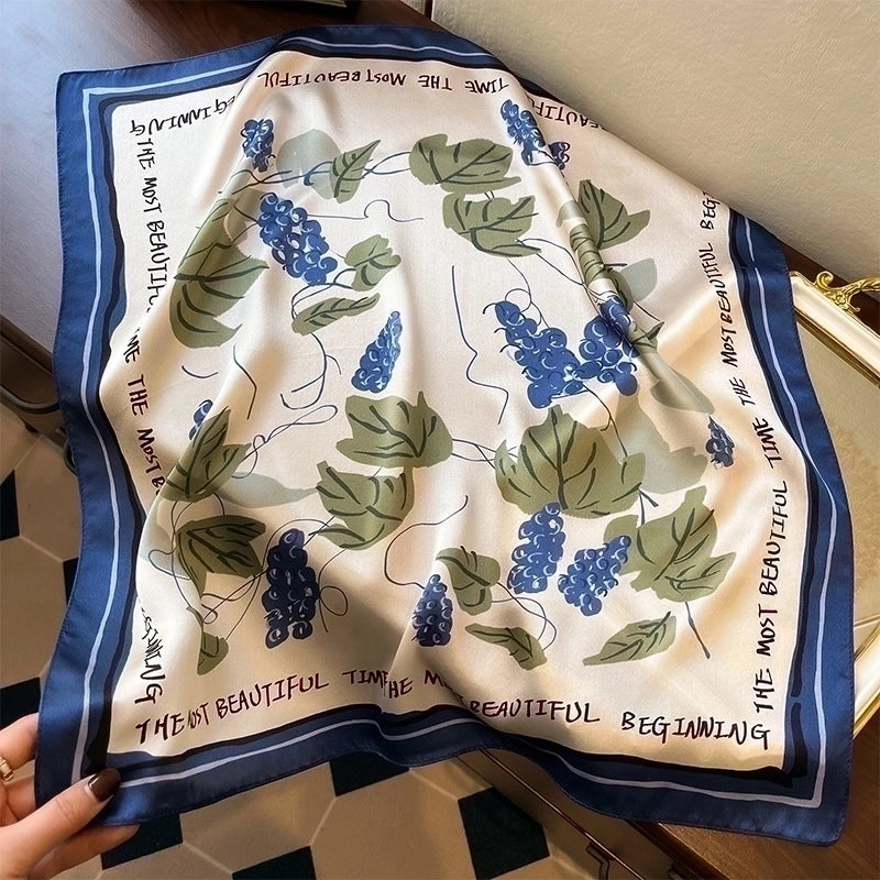 Women's Elegant Grape Silk Printing Silk Scarf