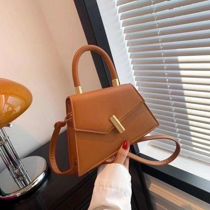Women's Pu Leather Solid Color Elegant Classic Style Square Flip Cover Shoulder Bag Handbag Crossbody Bag