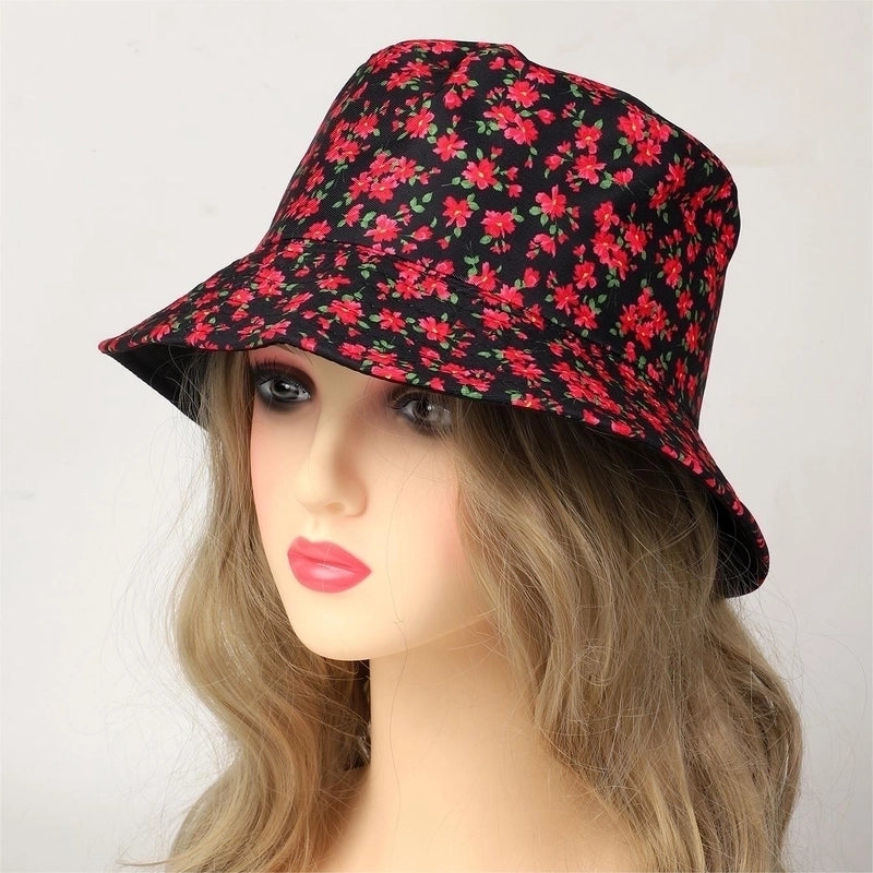 Women's Bohemian Beach Ditsy Floral Printing Wide Eaves Bucket Hat