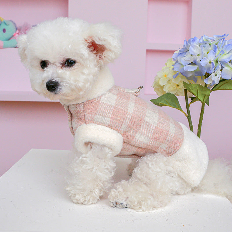 Warm Plaid Dog Harness Coat